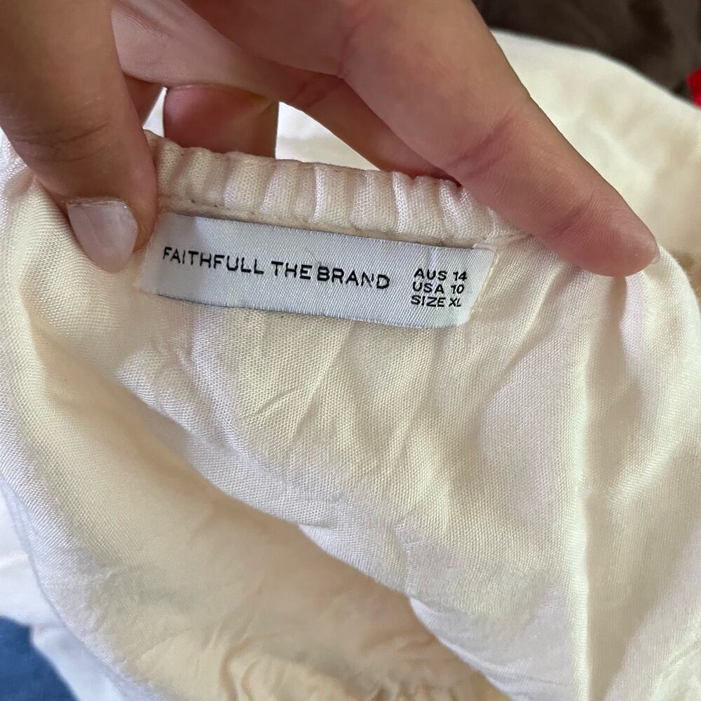 Faithfull the Brand White Cut Out 100% Linen Mini Dress Wmns XL Minimalist - Picture 6 of 8